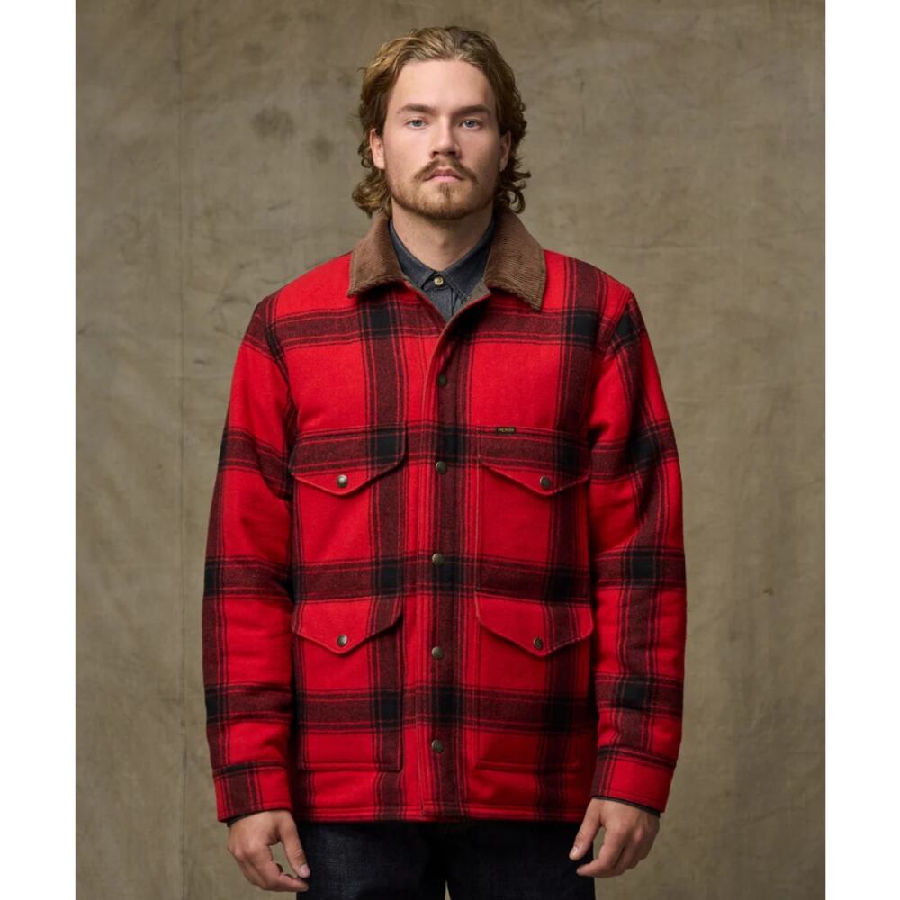NWT Filson Spokane Insulated Cruiser Jacket Large Red Black Windowpane